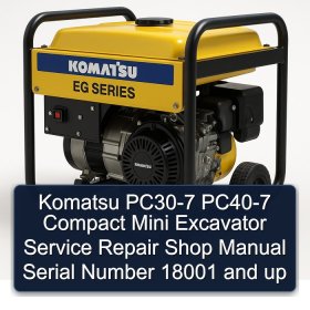 Komatsu PC30-7 PC40-7 Compact Mini Excavator Service Repair Shop Manual Serial Number 18001 and up