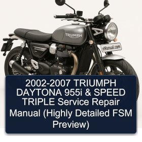 2002-2007 TRIUMPH DAYTONA 955i & SPEED TRIPLE Service Repair Manual (Highly Detailed FSM Preview)