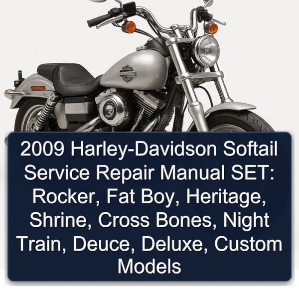 2009 Harley-Davidson Softail Service Repair Manual SET: Rocker, Fat Boy, Heritage, Shrine, Cross Bones, Night Train, Deuce, Deluxe, Custom Models