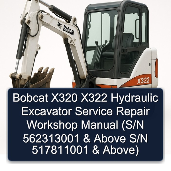 Bobcat X320 X322 Hydraulic Excavator Service Repair Workshop Manual (S/N 562313001 & Above S/N 517811001 & Above)