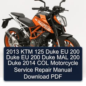2013 KTM 125 Duke EU 200 Duke EU 200 Duke MAL 200 Duke 2014 COL Motorcycle Service Repair Manual Download PDF