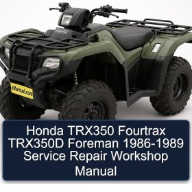 Honda TRX350 Fourtrax TRX350D Foreman 1986-1989 Service Repair Workshop Manual