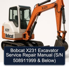 Bobcat X231 Excavator Service Repair Manual (S/N 508911999 & Below)