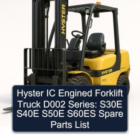 Hyster IC Engined Forklift Truck D002 Series: S30E S40E S50E S60ES Spare Parts List