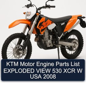 KTM Motor Engine Parts List EXPLODED VIEW 530 XCR W USA 2008