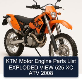 KTM Motor Engine Parts List EXPLODED VIEW 525 XC ATV 2008