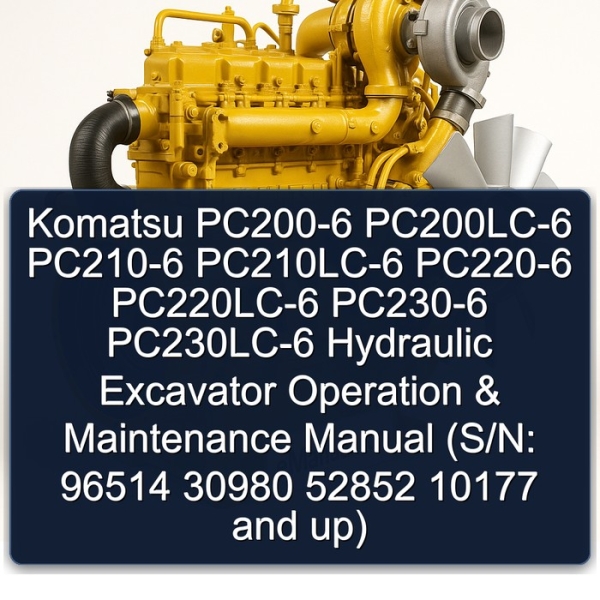 Komatsu PC200-6 PC200LC-6 PC210-6 PC210LC-6 PC220-6 PC220LC-6 PC230-6 PC230LC-6 Hydraulic Excavator Operation & Maintenance Manual (S/N: 96514 30980 52852 10177 and up)