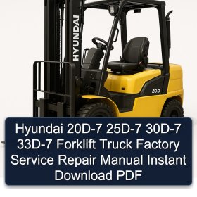 Hyundai 20D-7 25D-7 30D-7 33D-7 Forklift Truck Factory Service Repair Manual Instant Download PDF