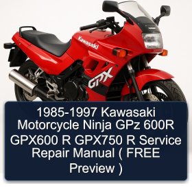 1985-1997 Kawasaki Motorcycle Ninja GPz 600R GPX600 R GPX750 R Service Repair Manual ( FREE Preview )