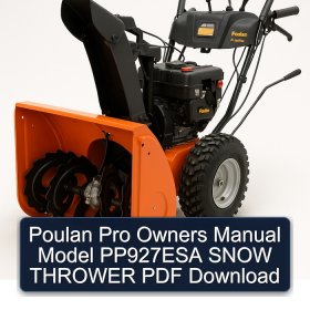 Poulan Pro Owners Manual Model PP927ESA SNOW THROWER PDF Download
