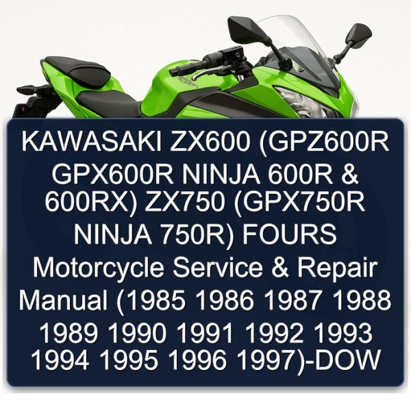 KAWASAKI ZX600 (GPZ600R GPX600R NINJA 600R & 600RX) ZX750 (GPX750R NINJA 750R) FOURS Motorcycle Service & Repair Manual (1985 1986 1987 1988 1989 1990 1991 1992 1993 1994 1995 1996 1997)-DOW