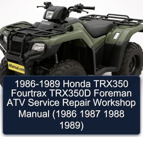 1986-1989 Honda TRX350 Fourtrax TRX350D Foreman ATV Service Repair Workshop Manual (1986 1987 1988 1989)