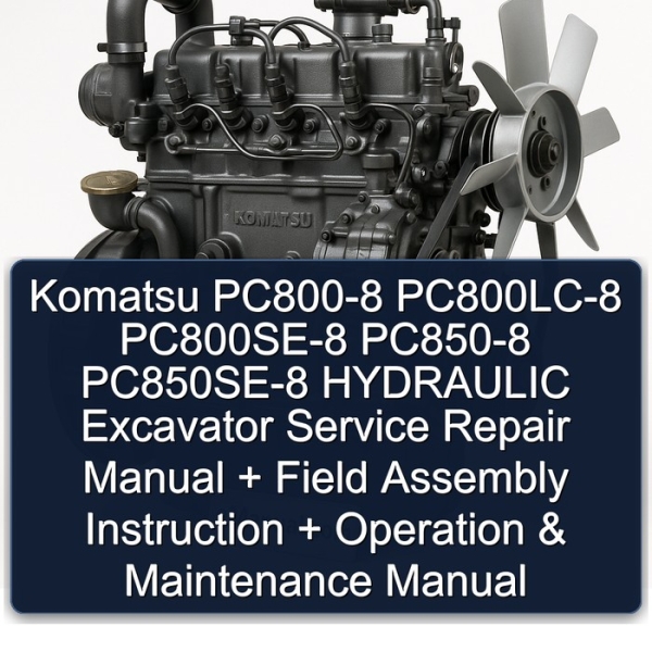 Komatsu PC800-8 PC800LC-8 PC800SE-8 PC850-8 PC850SE-8 HYDRAULIC Excavator Service Repair Manual + Field Assembly Instruction + Operation & Maintenance Manual