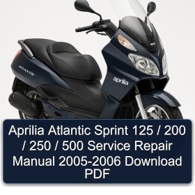 Aprilia Atlantic Sprint 125 / 200 / 250 / 500 Service Repair Manual 2005-2006 Download PDF
