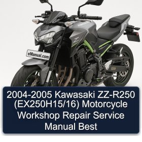 2004-2005 Kawasaki ZZ-R250 (EX250H15/16) Motorcycle Workshop Repair Service Manual Best