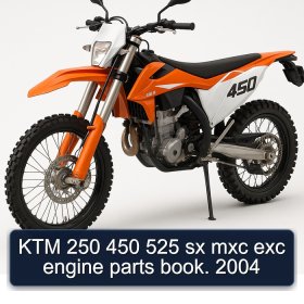 KTM 250 450 525 sx mxc exc engine parts book. 2004