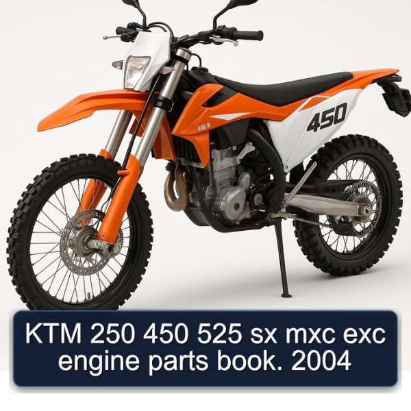 KTM 250 450 525 sx mxc exc engine parts book. 2004