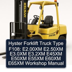 Hyster Forklift Truck Type F108: E2.00XM E2.50XM E3.0XM E3.2XM E45XM E50XM E55XM E60XM E65XM Workshop Manual