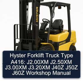 Hyster Forklift Truck Type A416: J2.00XM J2.50XM J3.00XM J3.20XM J40Z J50Z J60Z Workshop Manual