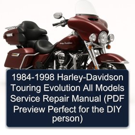 1984-1998 Harley-Davidson Touring Evolution All Models Service Repair Manual (PDF Preview Perfect for the DIY person)