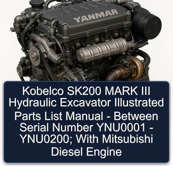 Kobelco SK200 MARK III Hydraulic Excavator Illustrated Parts List Manual - Between Serial Number YNU0001 - YNU0200; With Mitsubishi Diesel Engine