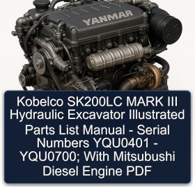 Kobelco SK200LC MARK III Hydraulic Excavator Illustrated Parts List Manual - Serial Numbers YQU0401 - YQU0700; With Mitsubushi Diesel Engine PDF