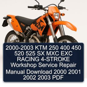 2000-2003 KTM 250 400 450 520 525 SX MXC EXC RACING 4-STROKE Workshop Service Repair Manual Download 2000 2001 2002 2003 PDF