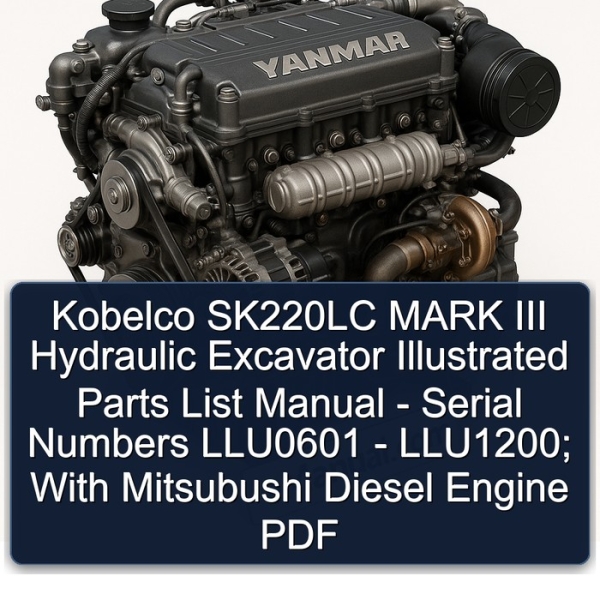Kobelco SK220LC MARK III Hydraulic Excavator Illustrated Parts List Manual - Serial Numbers LLU0601 - LLU1200; With Mitsubushi Diesel Engine PDF