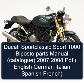 Ducati Sportclassic Sport 1000 Biposto parts Manual (catalogue) 2007 2008 Pdf ( English German Italian Spanish French)