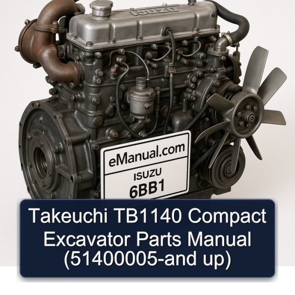 Takeuchi TB1140 Compact Excavator Parts Manual (51400005-and up)