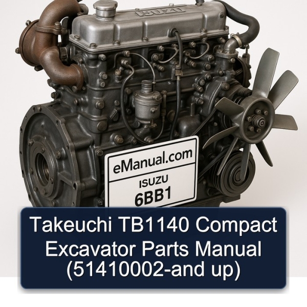 Takeuchi TB1140 Compact Excavator Parts Manual (51410002-and up)
