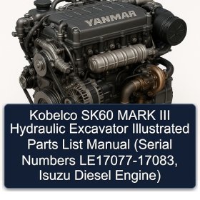 Kobelco SK60 MARK III Hydraulic Excavator Illustrated Parts List Manual (Serial Numbers LE17077-17083, Isuzu Diesel Engine)