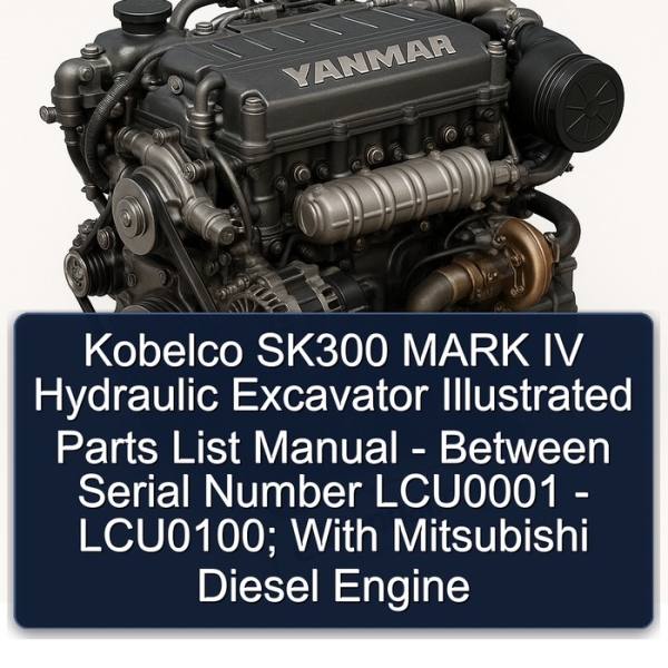 Kobelco SK300 MARK IV Hydraulic Excavator Illustrated Parts List Manual - Between Serial Number LCU0001 - LCU0100; With Mitsubishi Diesel Engine
