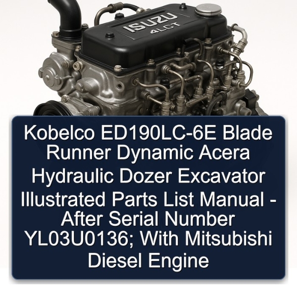 Kobelco ED190LC-6E Blade Runner Dynamic Acera Hydraulic Dozer Excavator Illustrated Parts List Manual - After Serial Number YL03U0136; With Mitsubishi Diesel Engine