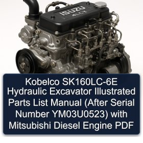 Kobelco SK160LC-6E Hydraulic Excavator Illustrated Parts List Manual (After Serial Number YM03U0523) with Mitsubishi Diesel Engine PDF