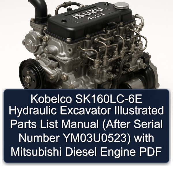 Kobelco SK160LC-6E Hydraulic Excavator Illustrated Parts List Manual (After Serial Number YM03U0523) with Mitsubishi Diesel Engine PDF