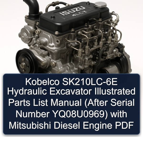Kobelco SK210LC-6E Hydraulic Excavator Illustrated Parts List Manual (After Serial Number YQ08U0969) with Mitsubishi Diesel Engine PDF