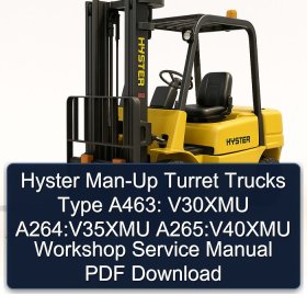 Hyster Man-Up Turret Trucks Type A463: V30XMU A264:V35XMU A265:V40XMU Workshop Service Manual PDF Download