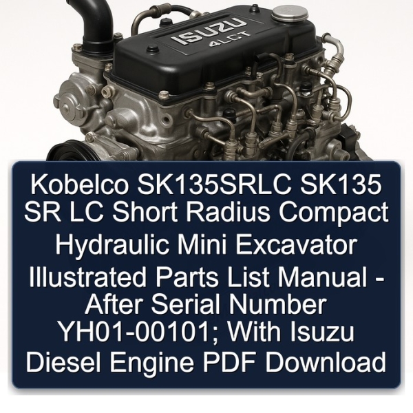 Kobelco SK135SRLC SK135 SR LC Short Radius Compact Hydraulic Mini Excavator Illustrated Parts List Manual - After Serial Number YH01-00101; With Isuzu Diesel Engine PDF Download