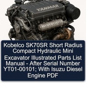 Kobelco SK70SR Short Radius Compact Hydraulic Mini Excavator Illustrated Parts List Manual - After Serial Number YT01-00101; With Isuzu Diesel Engine PDF