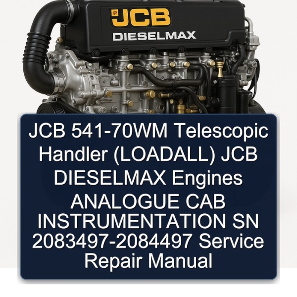 JCB 541-70WM Telescopic Handler (LOADALL) JCB DIESELMAX Engines ANALOGUE CAB INSTRUMENTATION SN 2083497-2084497 Service Repair Manual