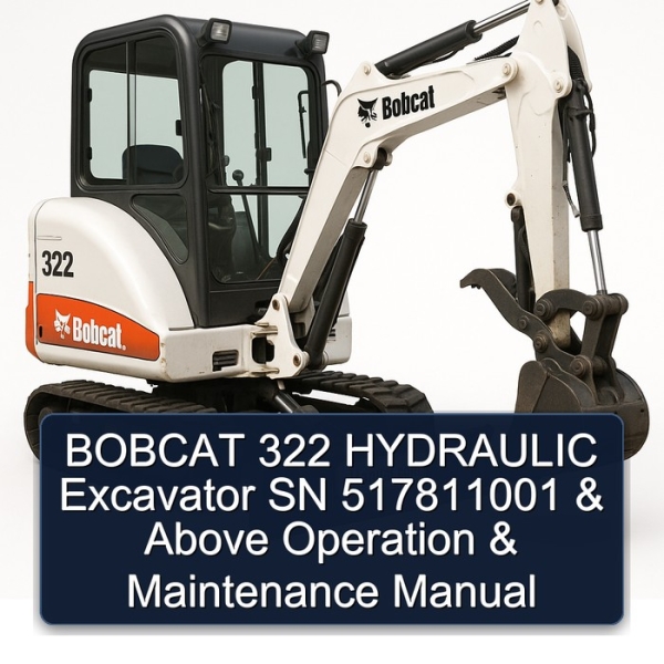 BOBCAT 322 HYDRAULIC Excavator SN 517811001 & Above Operation & Maintenance Manual