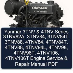 Yanmar 3TNV & 4TNV Series 3TNV82A, 3TNV84, 3TNV84T, 3TNV88, 4TNV84, 4TNV84T, 4TNV88, 4TNV94L, 4TNV98, 4TNV98T, 4TNV106, 4TNV106T Engine Service & Repair Manual PDF