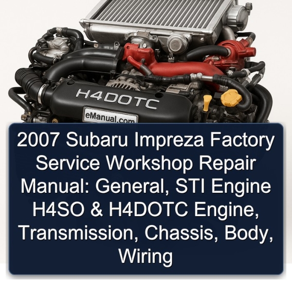 2007 Subaru Impreza Factory Service Workshop Repair Manual: General, STI Engine H4SO & H4DOTC Engine, Transmission, Chassis, Body, Wiring