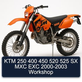 KTM 250 400 450 520 525 SX MXC EXC 2000-2003 Workshop