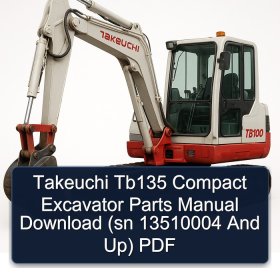 Takeuchi Tb135 Compact Excavator Parts Manual Download (sn 13510004 And Up) PDF