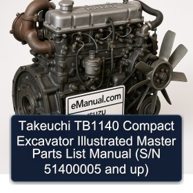 Takeuchi TB1140 Compact Excavator Illustrated Master Parts List Manual (S/N 51400005 and up)