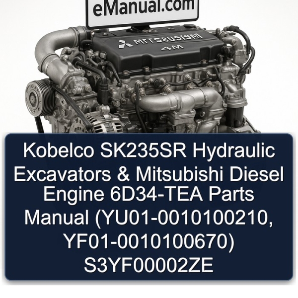 Kobelco SK235SR Hydraulic Excavators & Mitsubishi Diesel Engine 6D34-TEA Parts Manual (YU01-0010100210, YF01-0010100670) S3YF00002ZE