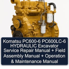 Komatsu PC600-6 PC600LC-6 HYDRAULIC Excavator Service Repair Manual + Field Assembly Manual + Operation & Maintenance Manual