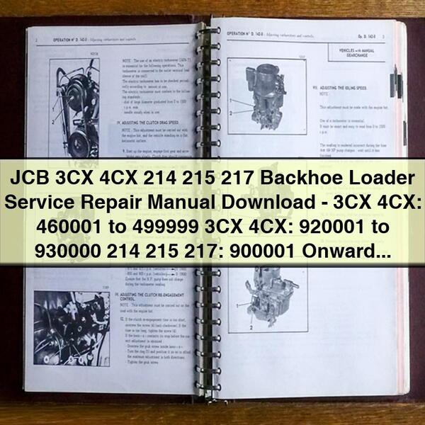 JCB 3CX 4CX 214 215 217 Backhoe Loader Service Repair Manual